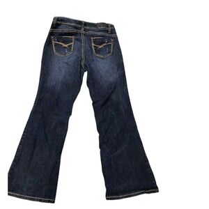 Zana Di Women Jeans Mid Rise Flare Leg Stretch Denim Sz 14 Y2k Vtg Thick Stitch